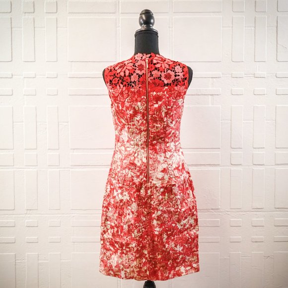 Tahari Red and White Lace Mini Dress - Picture 2 of 5